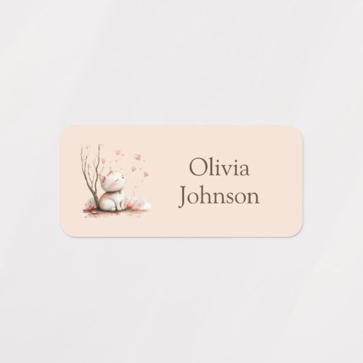 Gepersonaliseerde Schattigee Kitten met Harten Naa Labels (Design 2)