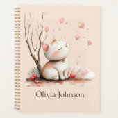 Gepersonaliseerde Schattigee kitten met harten Planner (Voorkant)