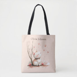 Gepersonaliseerde Schattigee Kitten met Hearts Can Tote Bag