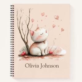 Gepersonaliseerde Schattigee Kitten met Hearts Not Notitieboek