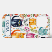 Gepersonaliseerde Schattigee Kittens en bloemenpat Case-Mate iPhone Case (Achterkant (horizontaal))