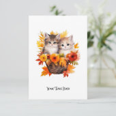 Gepersonaliseerde Schattigee Kittens Katten in Man Bedankkaart (Staand voorkant)