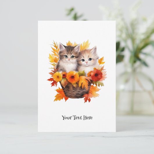 Gepersonaliseerde Schattigee Kittens Katten in Man Bedankkaart (Staand voorkant)