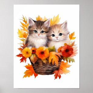 Gepersonaliseerde Schattigee Kittens Katten in Man Poster