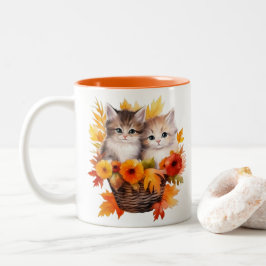Gepersonaliseerde Schattigee Kittens Katten in Man Tweekleurige Koffiemok