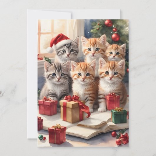 Gepersonaliseerde Schattigee Kittens Kerstboom Pla (Voorkant)