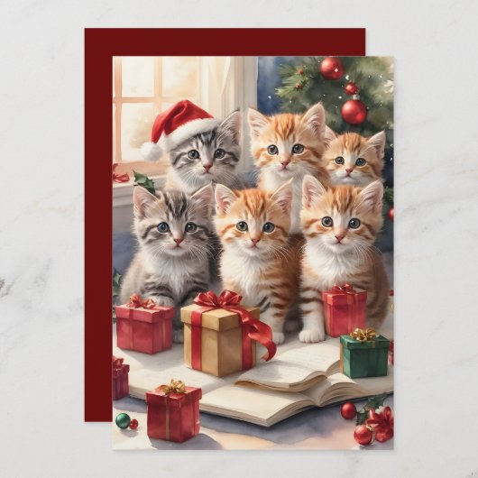 Gepersonaliseerde Schattigee Kittens Kerstboom Pla (Voorkant / Achterkant)