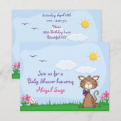 Gepersonaliseerde Schattigee Kitty Cat Baby shower Kaart (Voorkant / Achterkant)