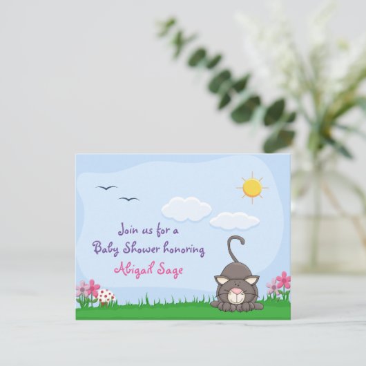 Gepersonaliseerde Schattigee Kitty Cat Baby shower Kaart (Staand voorkant)