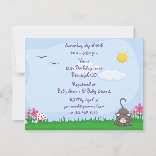 Gepersonaliseerde Schattigee Kitty Cat Baby shower Kaart (Achterkant)