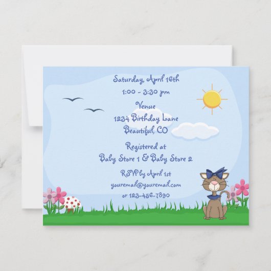 Gepersonaliseerde Schattigee Kitty Cat Baby shower Kaart (Achterkant)