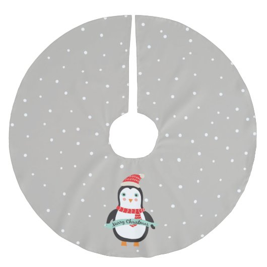 Gepersonaliseerde Schattigee kleine kerst Penquin Kerstboom Rok (Voorkant)