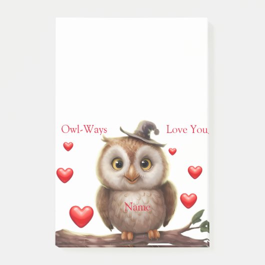 Gepersonaliseerde Schattigee kleine uil op de tak Post-it® Notes (Voorkant)