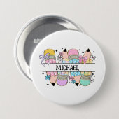 Gepersonaliseerde Schattigee kleurrijke potlood - Ronde Button 7,6 Cm (Voorkant /achterkant)