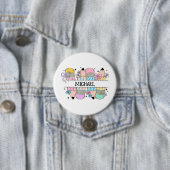 Gepersonaliseerde Schattigee kleurrijke potlood - Ronde Button 7,6 Cm (In situ)
