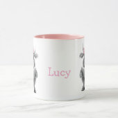 Gepersonaliseerde Schattigee Koe Mok met Roze Hand (Midden)