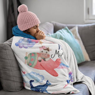 Gepersonaliseerde Schattigee Koe, ruimte, katten,  Fleece Deken