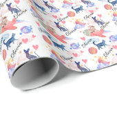 Gepersonaliseerde Schattigee Koe Space Cats Moon W Cadeaupapier (Rol Hoek)