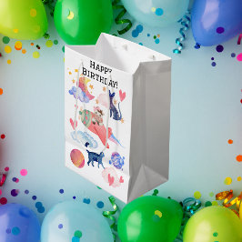 Gepersonaliseerde Schattigee Koe Space Cats Moon W Medium Cadeauzakje