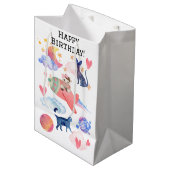 Gepersonaliseerde Schattigee Koe Space Cats Moon W Medium Cadeauzakje (Voorkant Gekanteld)