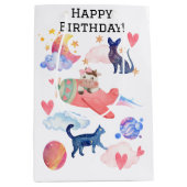 Gepersonaliseerde Schattigee Koe Space Cats Moon W Medium Cadeauzakje (Voorkant)