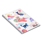 Gepersonaliseerde Schattigee Koe Space Cats Moon W Notitieboek (Rechterzijde)