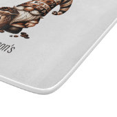 Gepersonaliseerde Schattigee Koffiegnoom Bruin Wit Snijplank (Hoek)