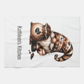 Gepersonaliseerde Schattigee Koffiegnoom Bruin Wit Theedoek (Horizontaal)