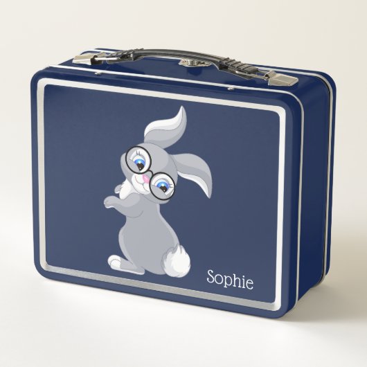 Gepersonaliseerde Schattigee konijn en bril (Achterkant)