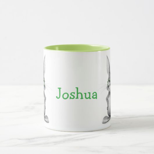 Gepersonaliseerde Schattigee Konijn Mok met Groene (Midden)