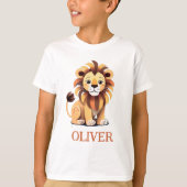 Gepersonaliseerde Schattigee Leeuw T-shirt (Voorkant)