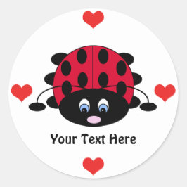 Gepersonaliseerde Schattigee lieveheersbeestje met Ronde Sticker