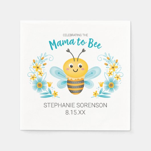 Gepersonaliseerde Schattigee Mama to Bee Baby show Servet (Voorkant)