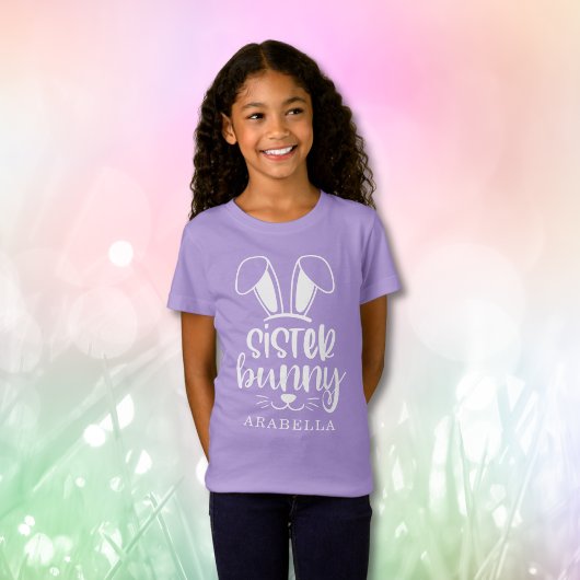 Gepersonaliseerde Schattigee Meisje Zuster Bunny P T-shirt