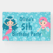 Gepersonaliseerde Schattigee Meisjes Zeemeermin Ve Spandoek (Horizontaal)