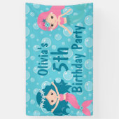 Gepersonaliseerde Schattigee Meisjes Zeemeermin Ve Spandoek (Verticaal)