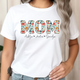 Gepersonaliseerde Schattigee Moeder Bloemen Kinder T-shirt