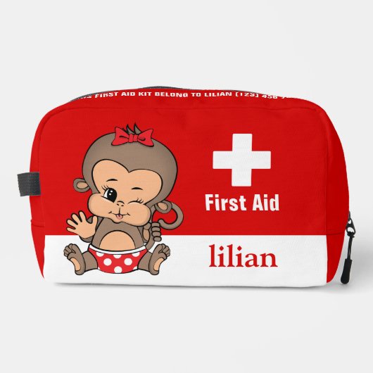 Gepersonaliseerde Schattigee Monkey EHBO Kit Bag Toilettasje (Voorkant)