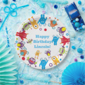 Gepersonaliseerde Schattigee Monster Verjaardagsfe Papieren Bordje (Feest)