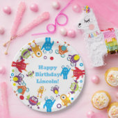 Gepersonaliseerde Schattigee Monster Verjaardagsfe Papieren Bordje (Feest)