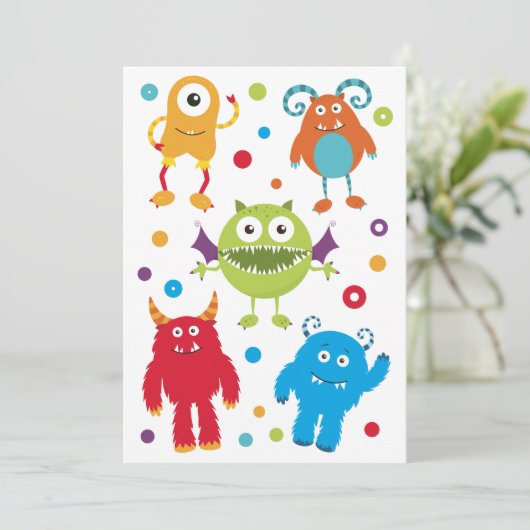 Gepersonaliseerde Schattigee Monster Verjaardagsui Kaart (Staand voorkant)