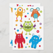 Gepersonaliseerde Schattigee Monster Verjaardagsui Kaart (Voorkant / Achterkant)