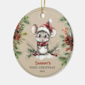 Gepersonaliseerde Schattigee Muis Baby's eerste ke Keramisch Ornament (Links)
