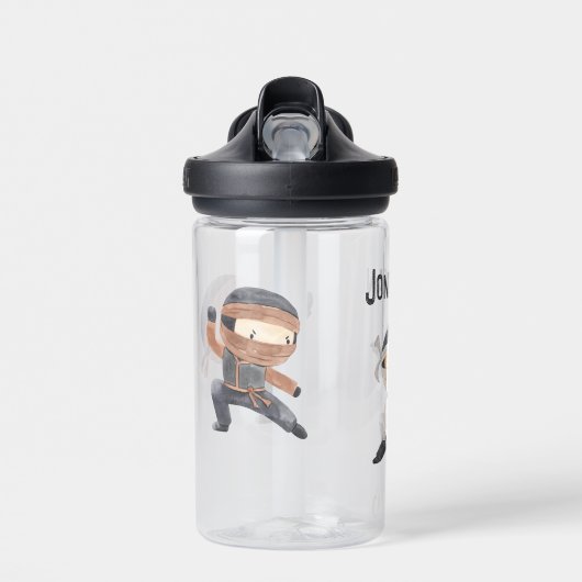 Gepersonaliseerde Schattigee Ninja Kinder | Aangep Waterfles (Voorkant)