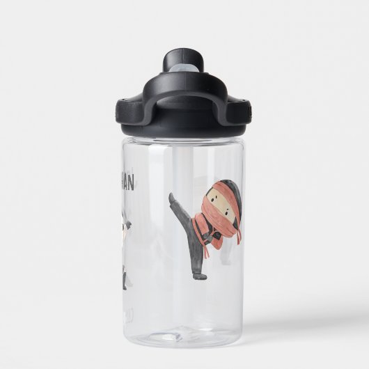 Gepersonaliseerde Schattigee Ninja Kinder | Aangep Waterfles (Achterkant)