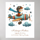 Gepersonaliseerde Schattigee Nursery Art Child Fly Poster (Voorkant)