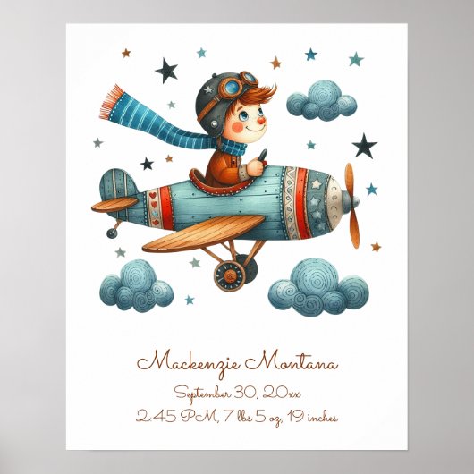 Gepersonaliseerde Schattigee Nursery Art Child Fly Poster (Voorkant)