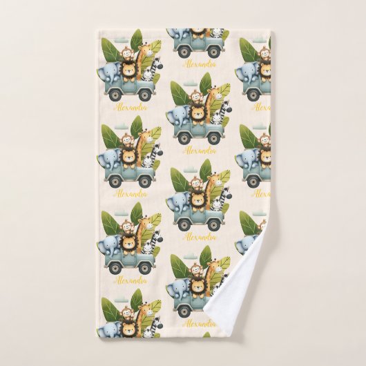 Gepersonaliseerde Schattigee Oerwoud Dieren Kinder Bad Handdoek (Handdoek)