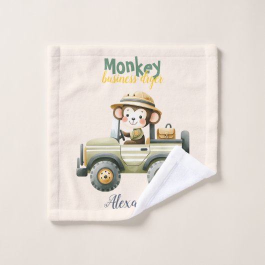 Gepersonaliseerde Schattigee Oerwoud Dieren Kinder Bad Handdoek (Wasdoekje)