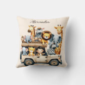 Gepersonaliseerde Schattigee Oerwoud Dieren Kinder Kussen (Achterkant)